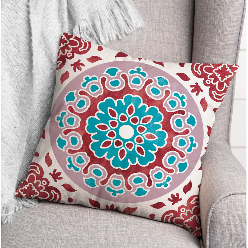 Morrocan Outdoor Reversible Throw Pillow, Red