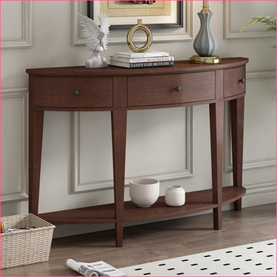 Table basse incurvée en panneau de fibres à densité moyenne avec 3 tiroirs Tablette - Rangement élégant pour le salon et amp; Couloir