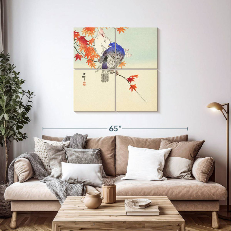 Brampt Twee Duiven Op Herfsttak, 38" H x 38" W