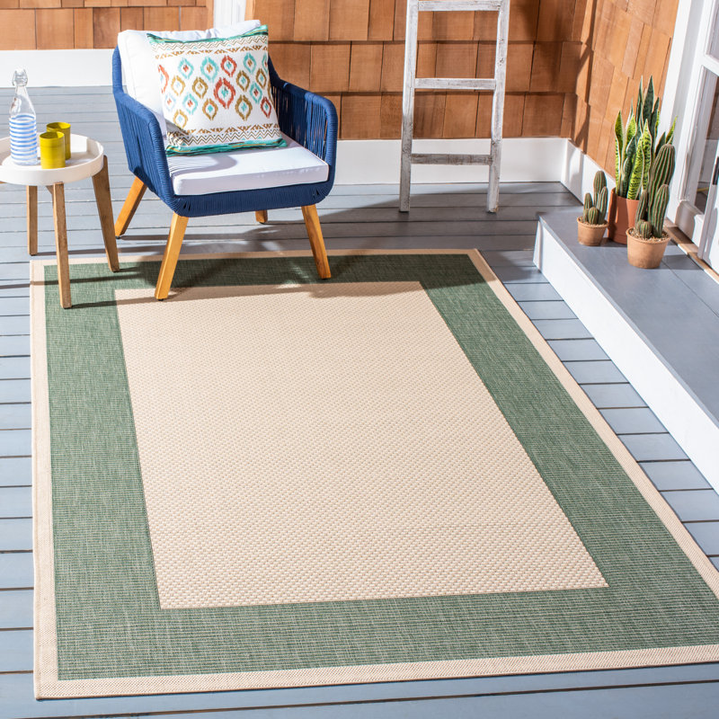 Tapis intérieur / extérieur beige / vert foncé Salita, Rectangle 6 pi 7 po x 9 pi 6 po