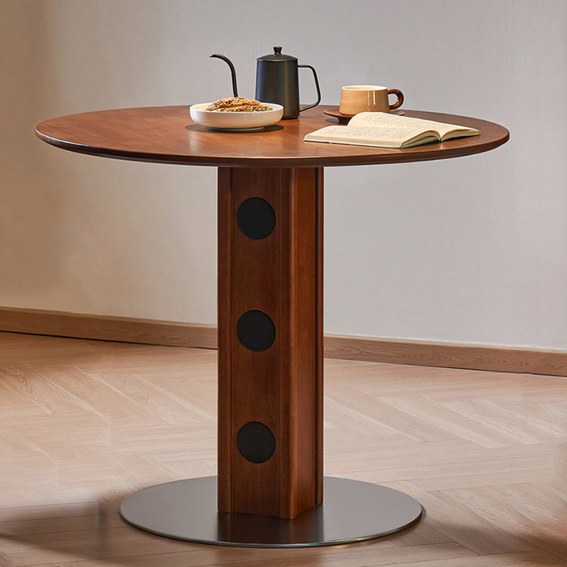 Walnut Round Solid Wood Dining table, 29.45"H x 43.31"L x 43.31"W
