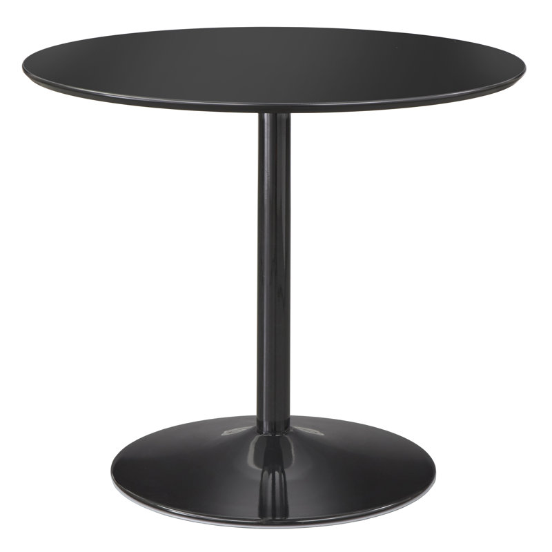 Walborn Round Metal Base Dining Table, Black, Black