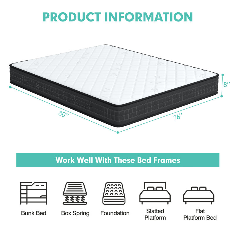 Matelas moyen en mousse viscoélastique 8 "Costway, Très grand