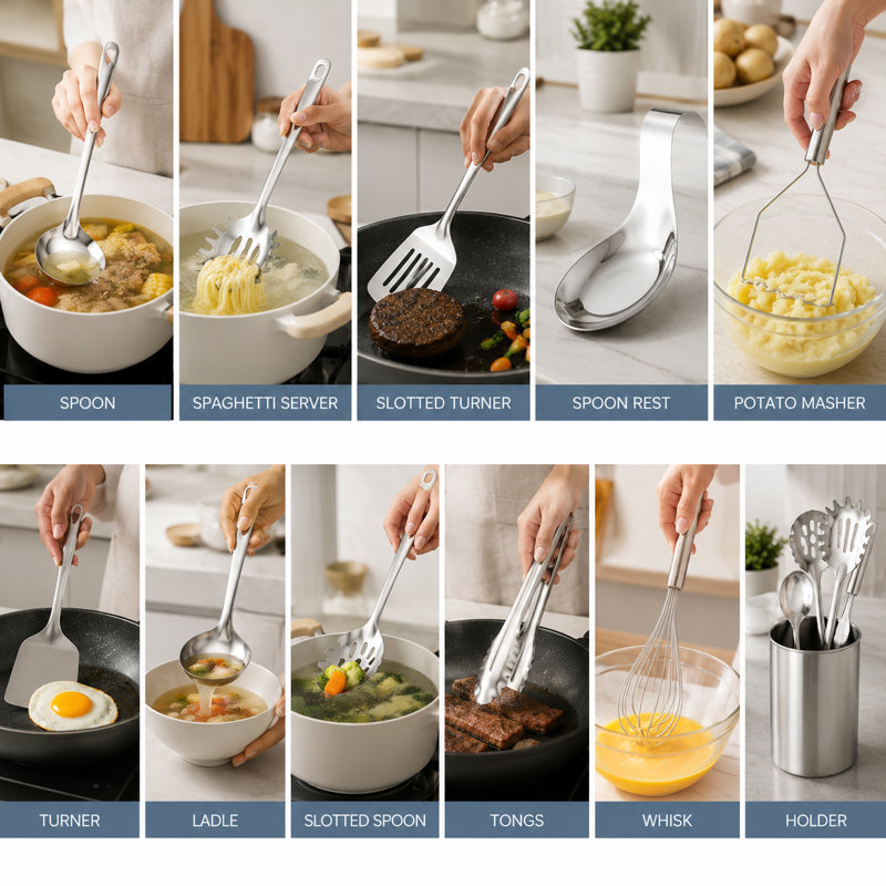 Kitchen Utensil Set, 10-piece Stainless Steel