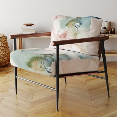 Fauteuil d'appoint rembourré abstrait vert et crème Essence Of Modernity IV