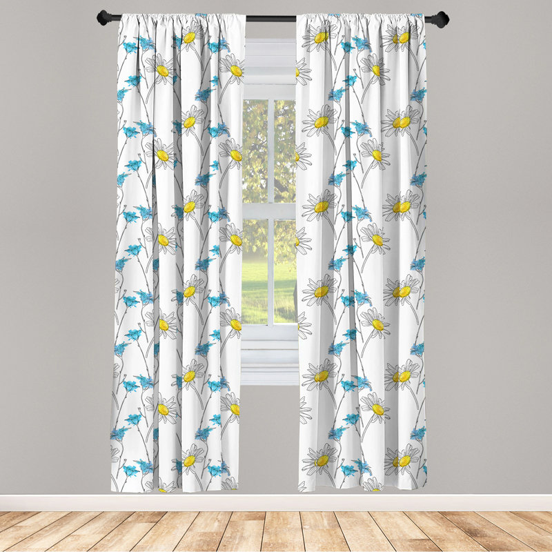 Floral Semi-Sheer Rod Pocket Curtain Panels, 28" x 63"