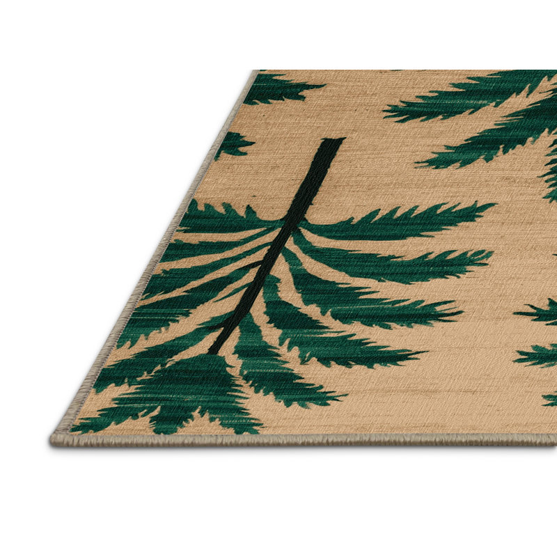 Tapis botanique brun lavable à la machine, Rectangle 8 pi x 10 pi