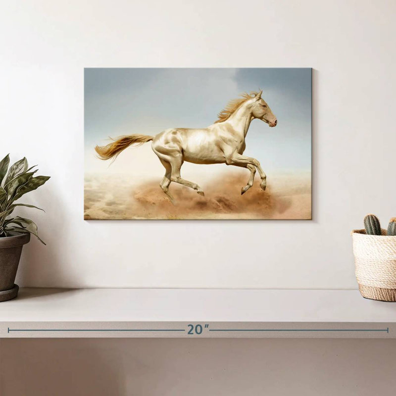 Cheval Akhal Teke qui court, H 8 po x l 12 po
