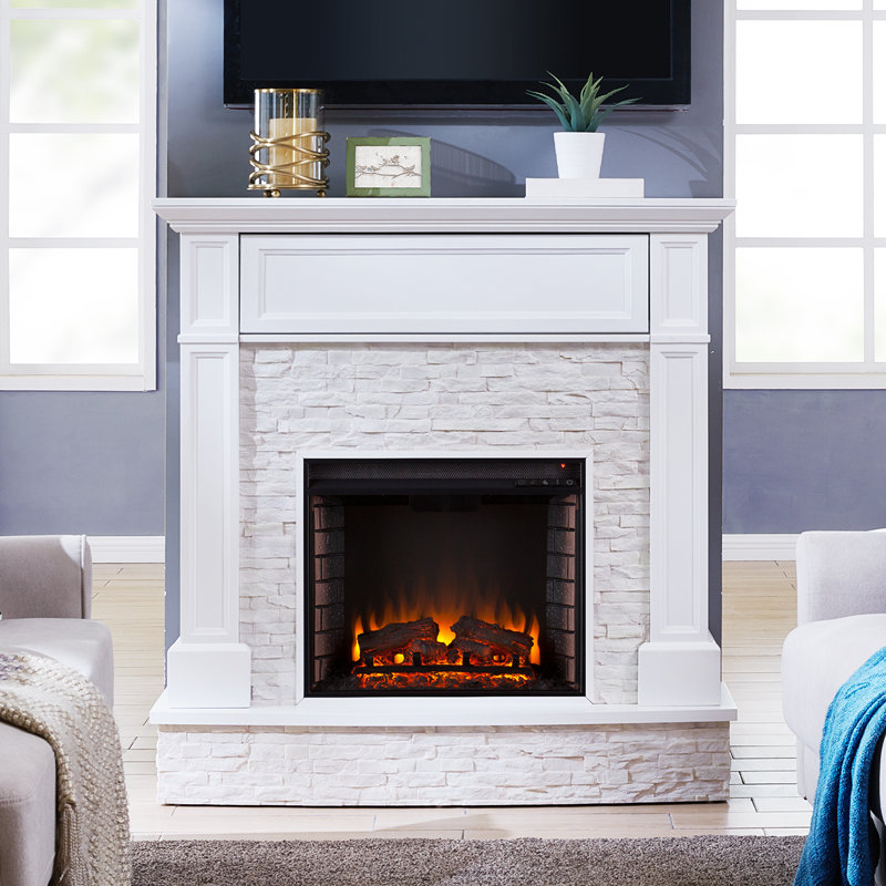 Cheridy 23'' W White/rustic White Electric Fireplace