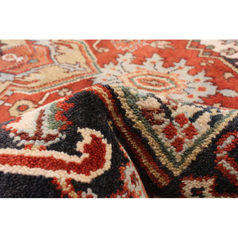 Tapis unique en laine noué à la main 5 pi 9 po x 8 pi 8 po nouvel âge en cuivre foncé / noir Terrico