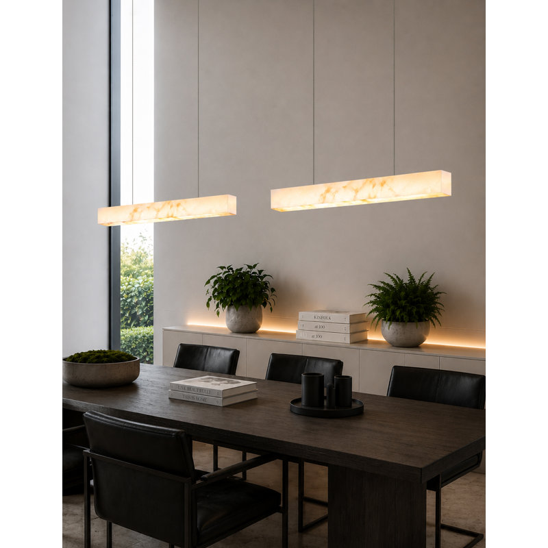 LumenAria - Luminaire suspendu linéaire DEL 48 po Medley - Faux abat-jour albâtre, L 36 po