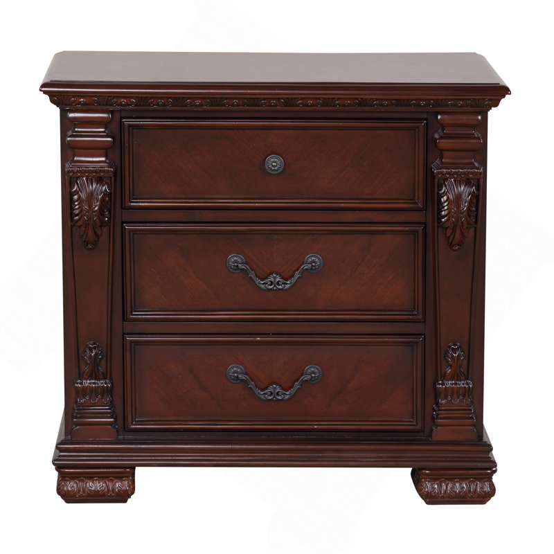 Table de chevet 2 tiroirs Lyndon G09400-N, cerise