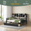 Lit de jour double, support en lattes de bois, avec tablette de chevet-1931569363