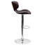 Tabouret de bar contemporain confortable en vinyle à hauteur réglable et dossier mi-haut avec base chromée Claudine-660761076