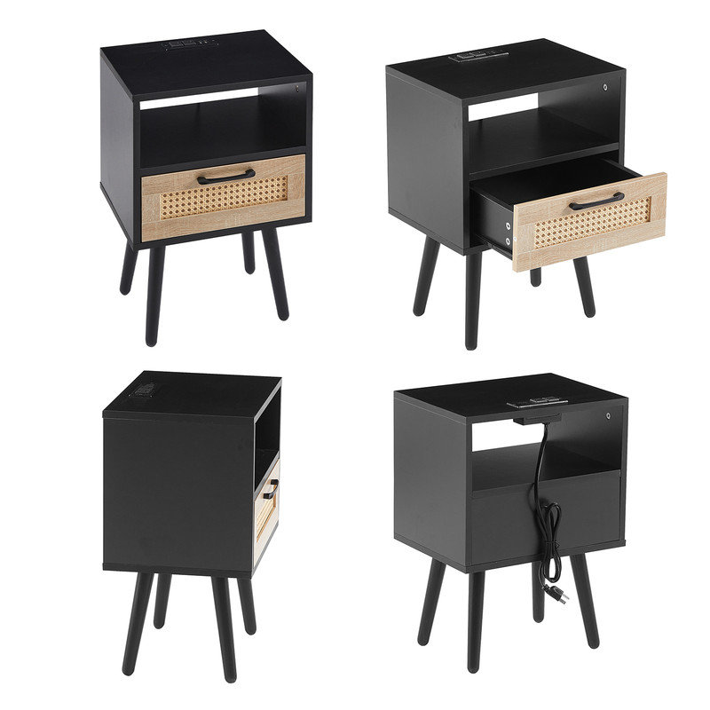 Table de bout avec rangement Makih, Noir