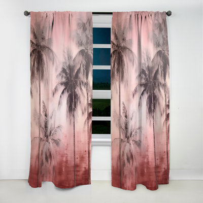 Calwa - Palm Trees Curtain - Blackout Floral Curtain - 1 Panels