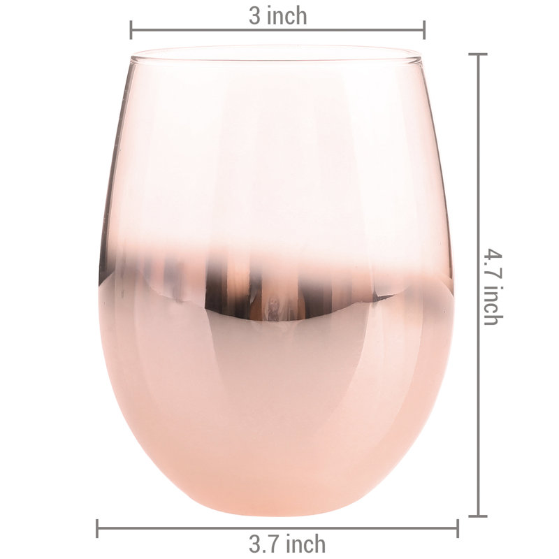 4 Piece 237ml Wine Glass Set, Rose Gold