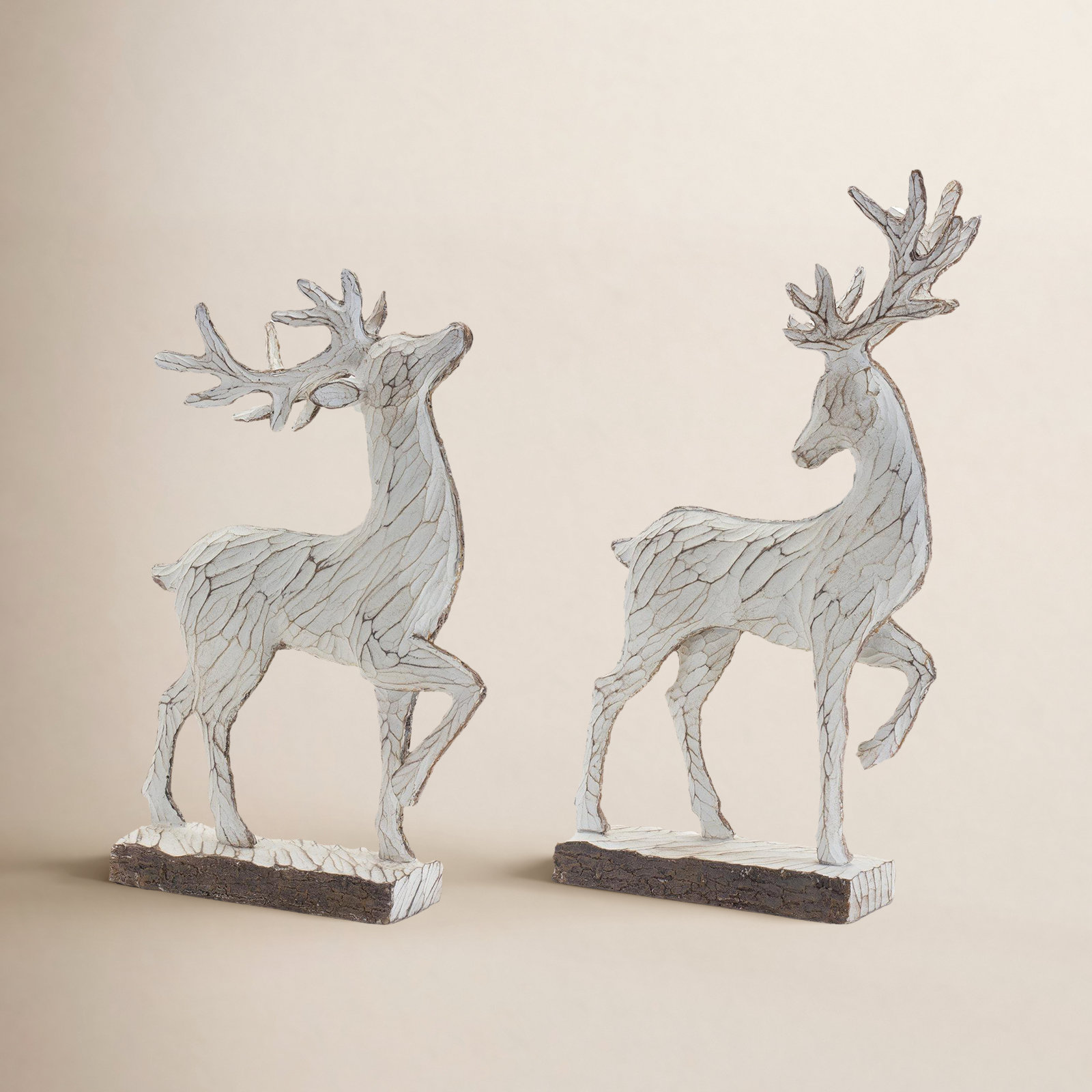 Haari 2-Piece Carved Deer Figurine Set