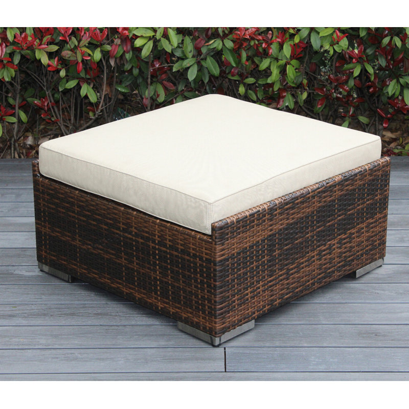 Grand repose-pieds avec coussin Billyjo, Sunbrella® beige, Mélange de bruns