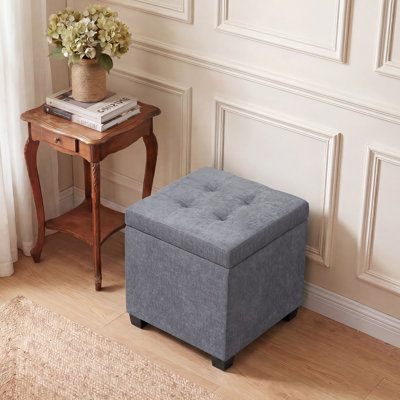 15.3" Square Storage Ottoman for Living Room