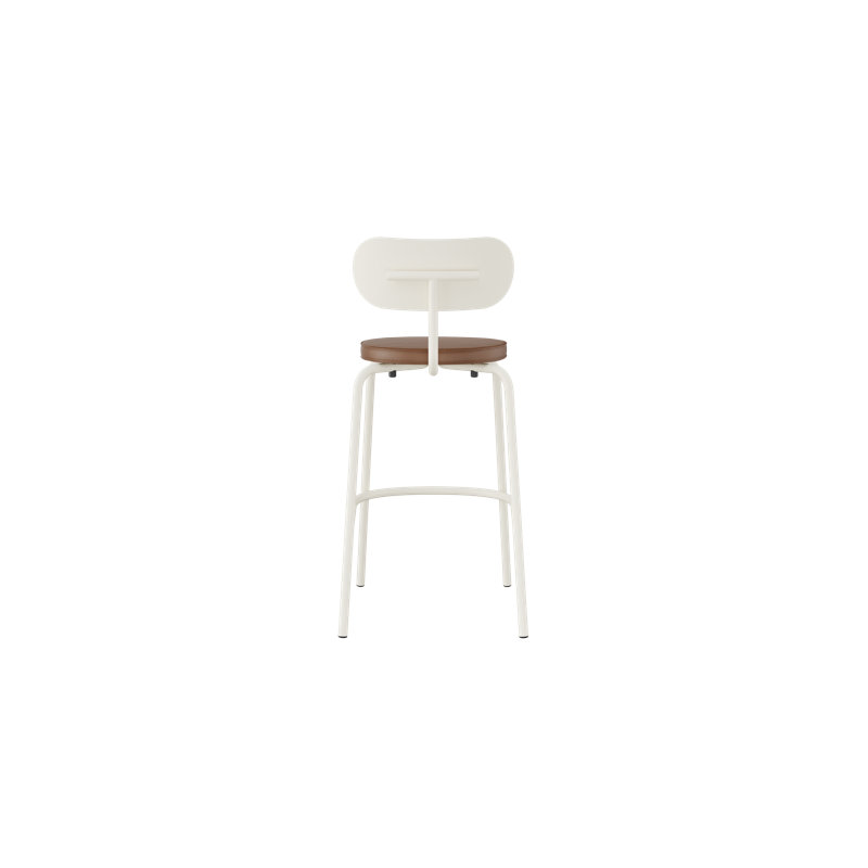 Khylia Upholstered Bar Stool, Tan Seat/Pure White Base