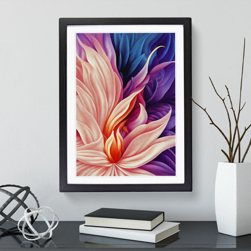 XV1022-292X Abstract Flower No.6 - Single Picture Frame Print, 64cm H x 46cm W x 2cm D, Black