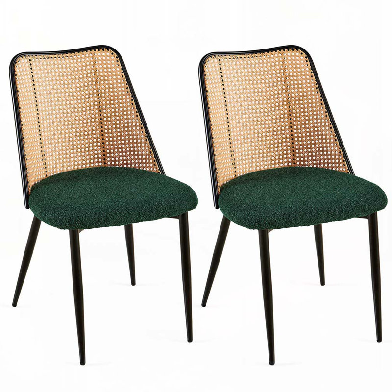 Ensemble de chaises de salle à manger rembourrées Boucle, Noir; vert