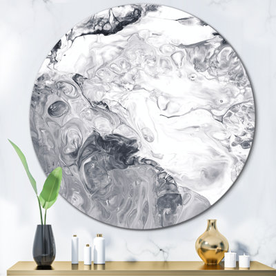 " White And Grey Liquid Marble Waves I " Color Photography Print