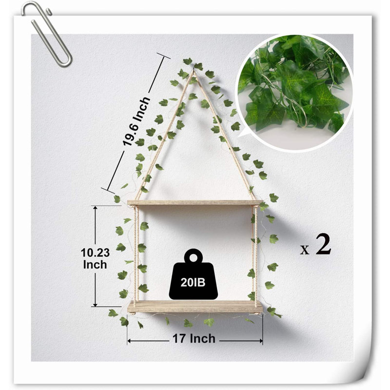 Halima 2 Piece Wood Bracket Shelf, Natural