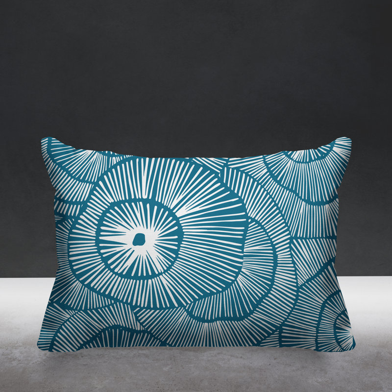 Coussin décoratif intérieur / extérieur Flower Burst, Turquoise