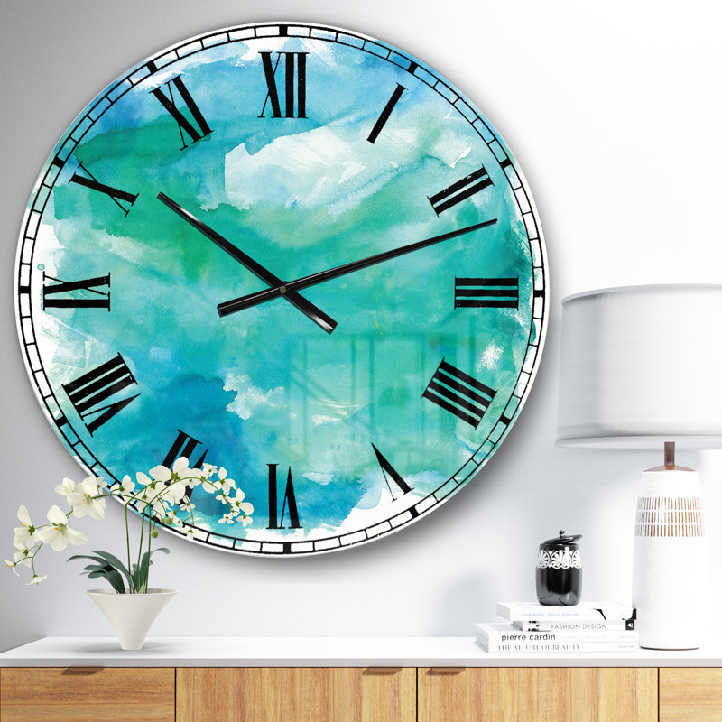 Horloge ronde en métal Sea Glass, Petit