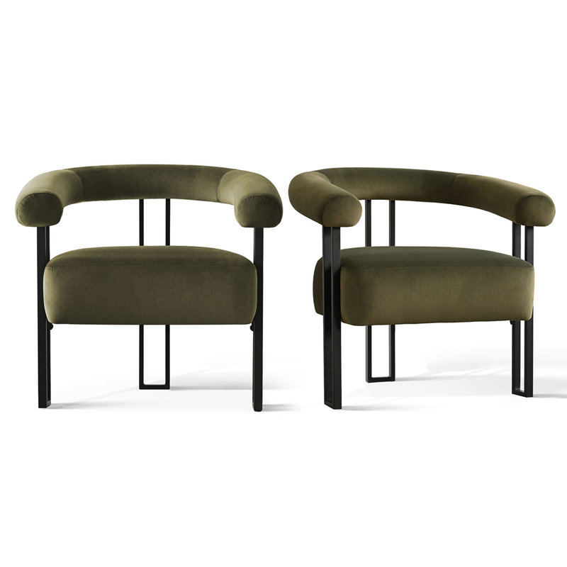 Ensemble de 2 chaises d'appoint rembourrées à 3 pieds de 29,5 po de largeur, Velours vert