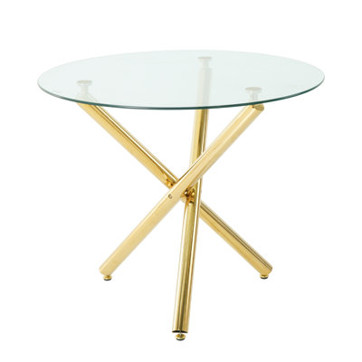 Round Clear Tempered Glass Pedestal Dining Tbale