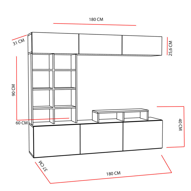 Hyun Unfinished Entertainment Centre for TVs up to 48"
