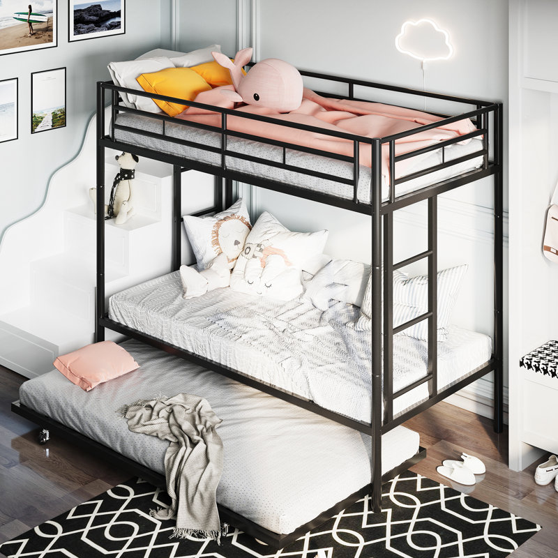  Arnya Standard Bunk Bed, Twin over Twin, Black