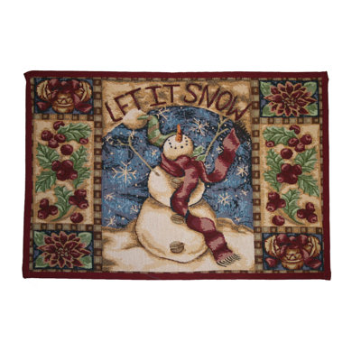 Seasonal Snowman Floral Indoor Rug