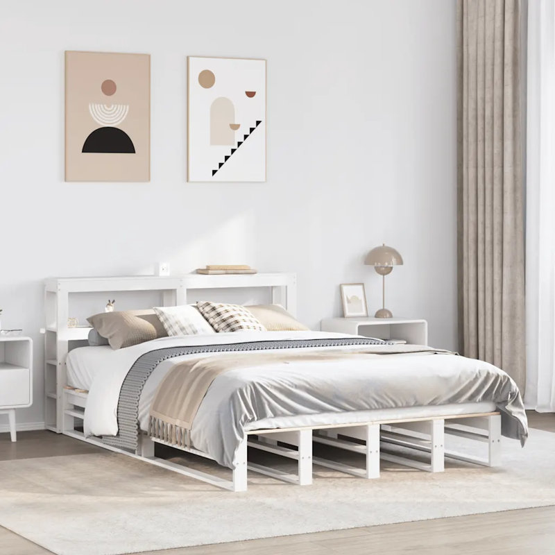 Amihai Solid Wood Bed, European Single (90 x 200cm), White