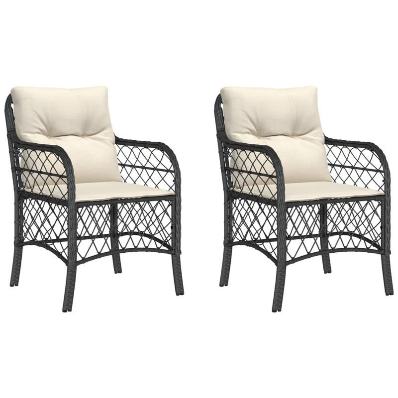 Lark Manor Patio Chairs With Cushions 2 Pcs Poly Rattan, White, Black