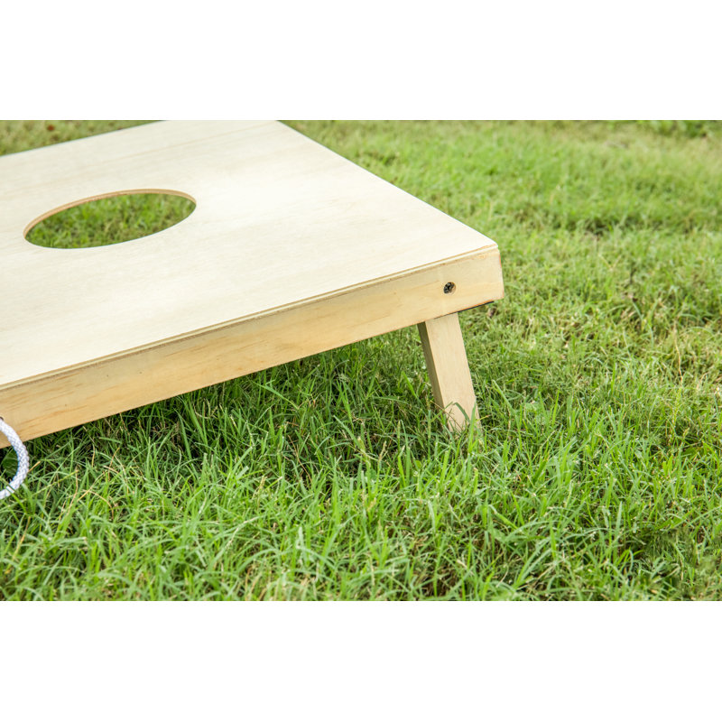 Classic Birch Veneer Wood Cornhole Set with Red and Blue Bean Bags