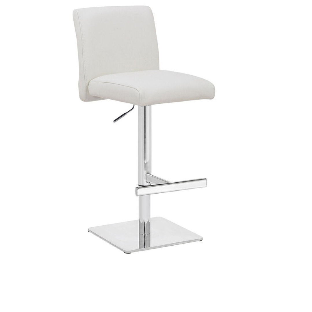 Upholstered Adjustable Height Counter Stool with Metal Frame
