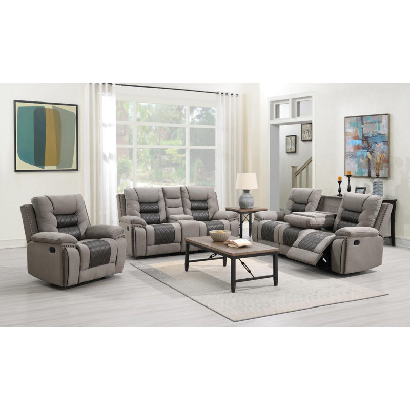 Upholstered Home Theater Seating with Cup Holder