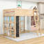 Lit mezzanine en bois avec éclairage DEL, panneau de tableau noir, tablettes ouvertes et barrières de sécurité-2140947970-2140947972