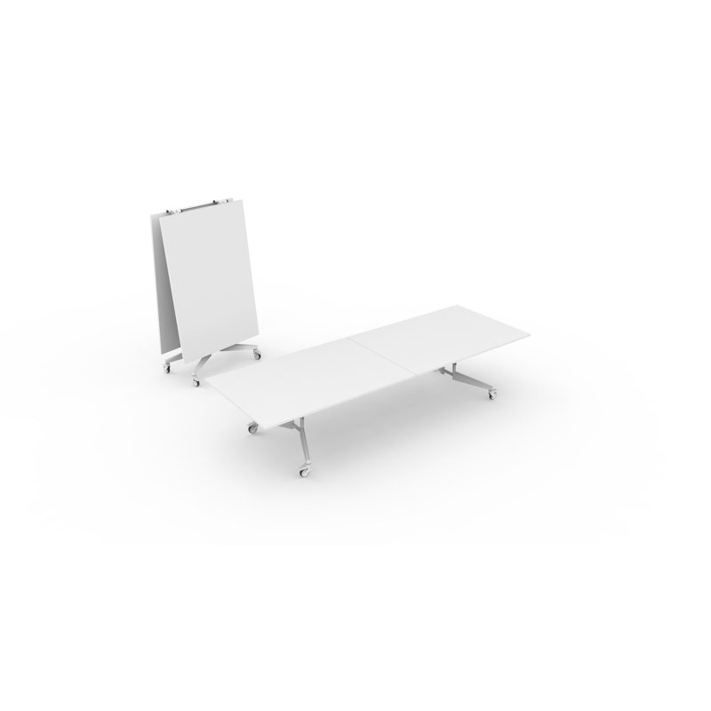 Nomad 144 " Rectangle Conference Table and 0 Chairs, White Matte
