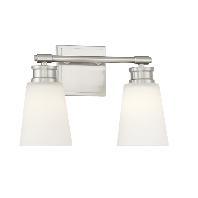 Earnest 2 Light Milk Dimmable Vanity Light, Brushed Nickel