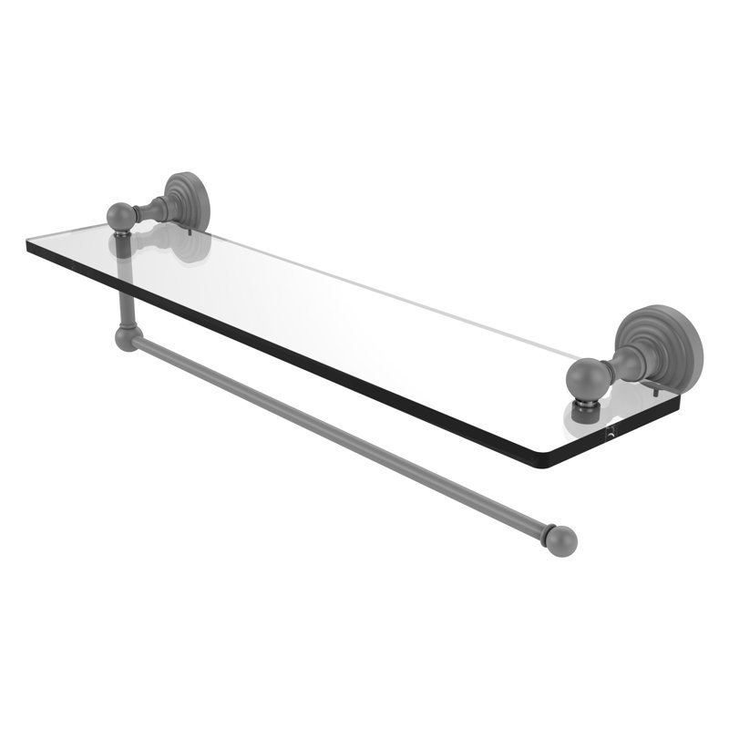 Beresford Bracket Shelf with Towel Bar, Matte Gray, 5'' H x 16'' W x 5'' D