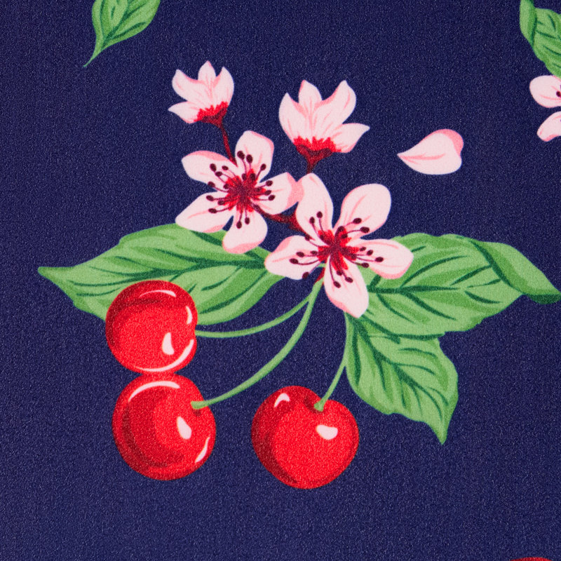 Tapis de cuisine à bordure biseautée DRAPER James, cerisier en fleurs, bleu marine / rouge, 20 po x 39 po, Marine / Rouge
