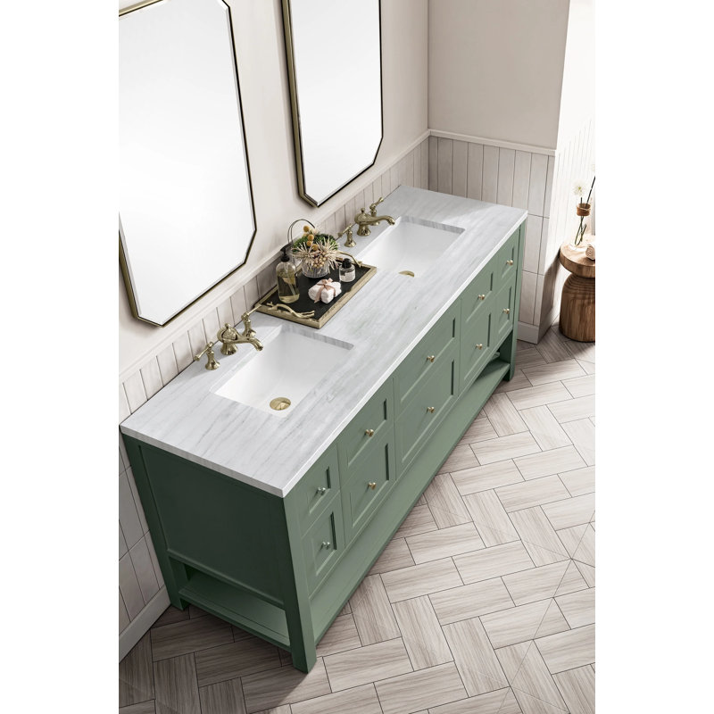 Breckenridge 72'' W Double Bathroom Vanity Base, Serenity Blue