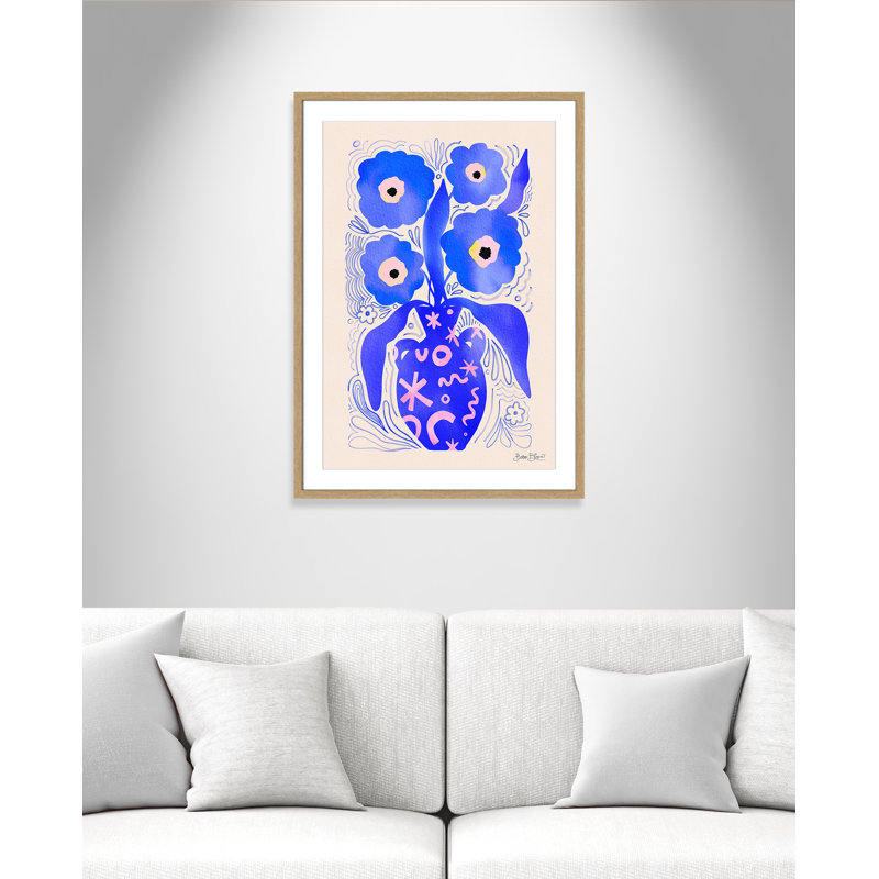 «Blue Flowers Matisse» par Bloom, L 25,5 po x H 35,5 po, Imprimé mat, Naturel