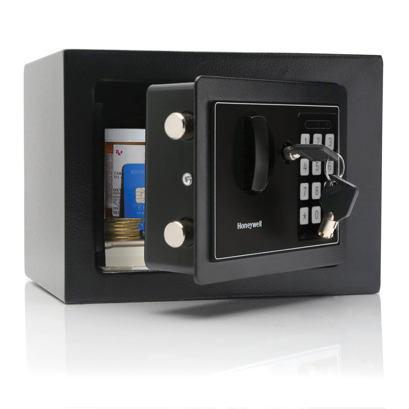 Compact Black Steel Digital Security Safe with Key