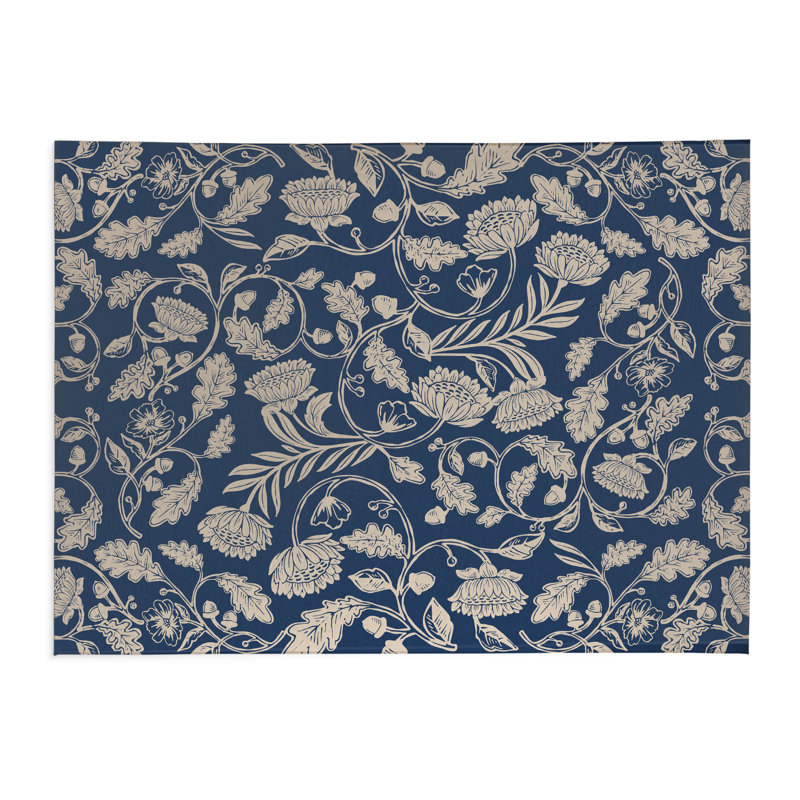 Tapis de cuisine antidérapant Autumn Vines, Marine, Rectangle 5 pi x 7 pi